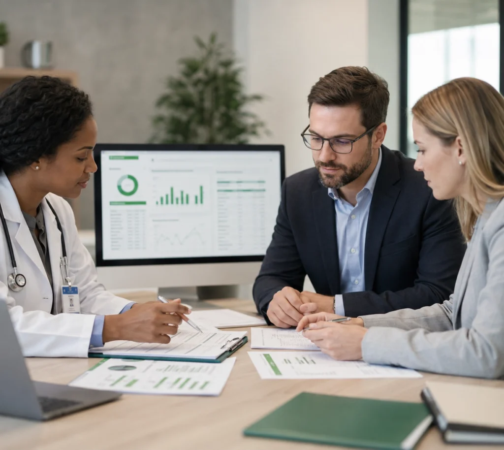 Medical claims processing workflow illustration