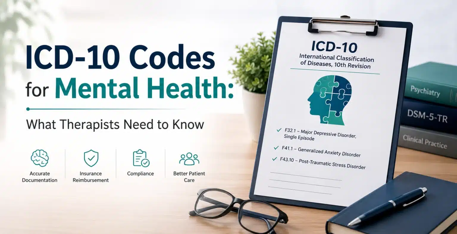 ICD-10 codes for mental health diagnosis billing for therapists